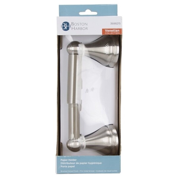 Boston Harbor L5056-13B-10-3L Paper Holder, PP Roller/Zinc, Brushed Nickel, Wall Mounting - L5056-13B-103L