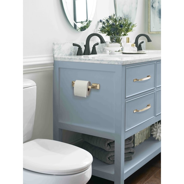 Amerock Highland Ridge Golden Champagne Transitional Pivoting Double Post Toilet Paper Holder - BH36011BBZ