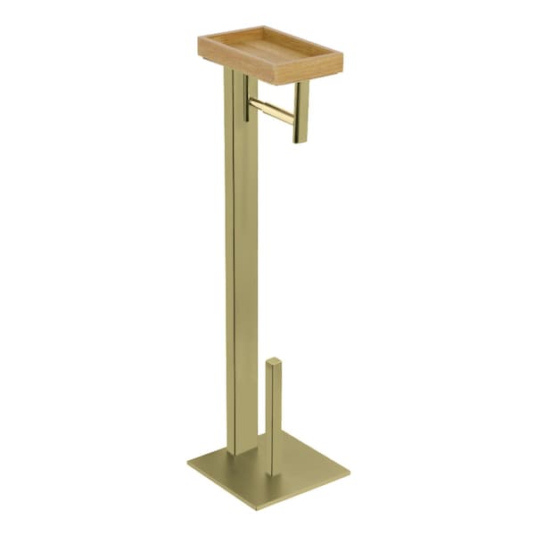 Kingston Brass SCC8507 Freestanding Toilet Paper Holder with Storage Shelf, Brushed Brass - SCC8507