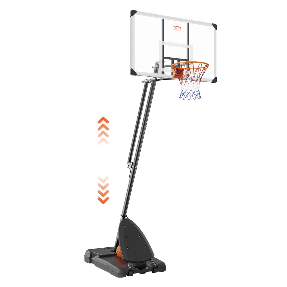 VEVOR Basketball Hoop, 7.6-10 ft Adjustable Height Portable Backboard System, 54 inch Basketball Hoop & Goal, Kids & Adults Basketball Set with Wheels, Stand, and Fillable Base, for Outdoor/Indoor - LQK54CSYQJDD6IWIMV0