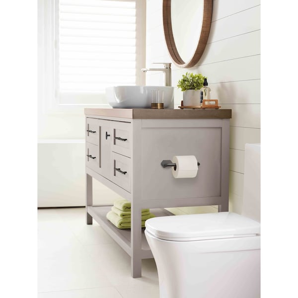 Amerock St. Vincent Matte Black Contemporary Single Post Toilet Paper Holder - BH36041MB