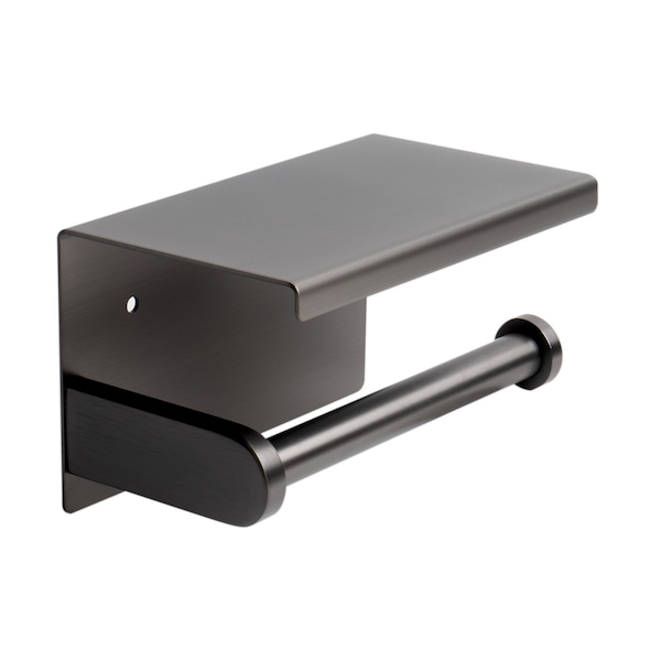 Alfi Brand Brushed Black PVD Stainless Steel Toilet Paper Holder with Shelf - ABTPP66-BB