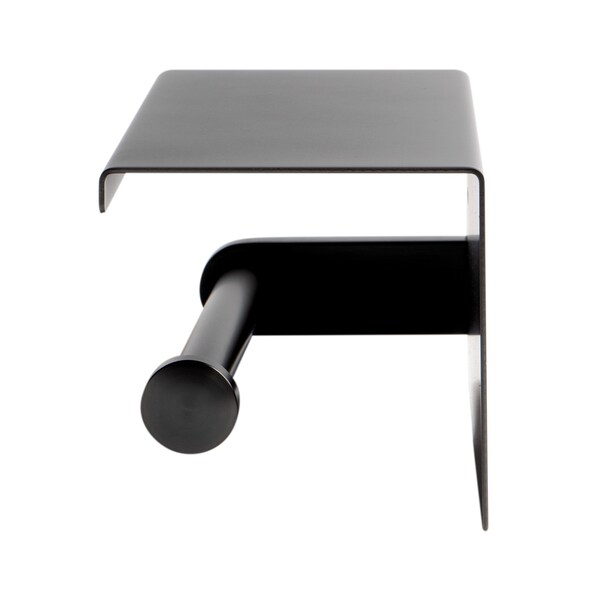 Alfi Brand Brushed Black PVD Stainless Steel Toilet Paper Holder with Shelf - ABTPP66-BB