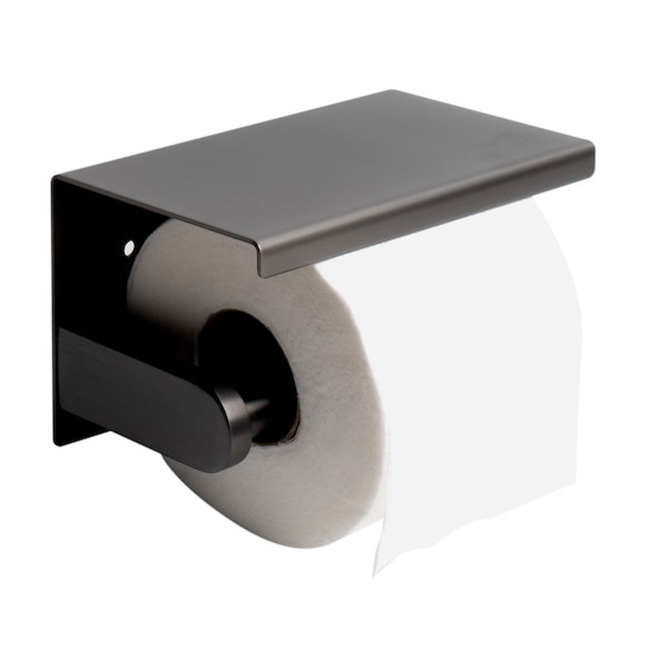 Alfi Brand Brushed Black PVD Stainless Steel Toilet Paper Holder with Shelf - ABTPP66-BB
