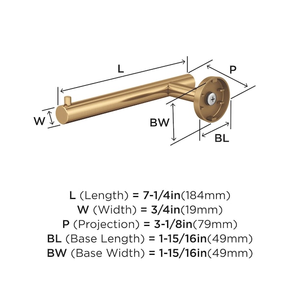 Amerock Arrondi Champagne Bronze Contemporary Single Post Toilet Paper Holder - BH26540CZ