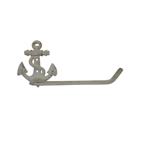 Procomfort 5 x 3 x 10 in. Aged White Cast Iron Anchor Toilet Paper Holder - PR3511898