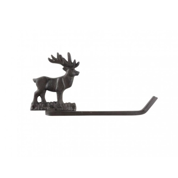 Handcrafted Model Ships 5 x 3 x 10 in. Cast Iron Moose Metal Bathroom Toilet Paper Holder - K-9052-MS-CAST-IRON