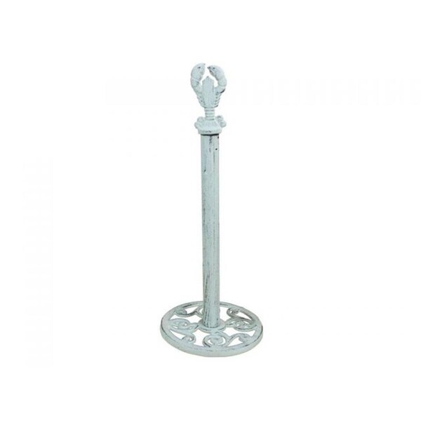 Procomfort 16 in. Whitewashed Cast Iron Lobster Extra Toilet Paper Stand - White - PR643426