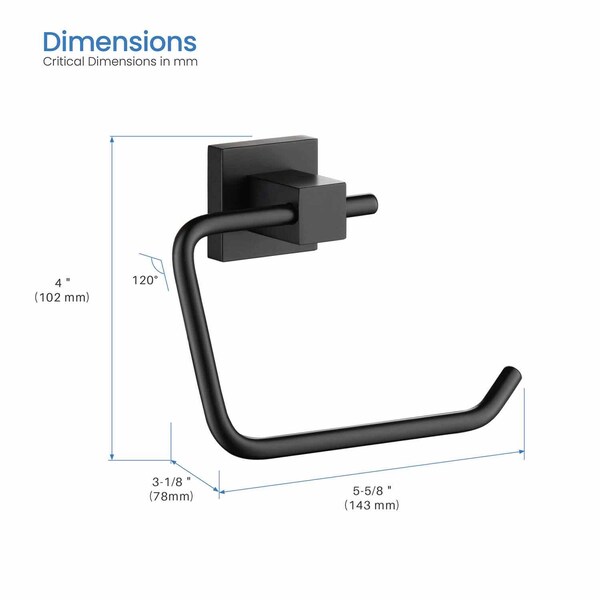 Kibi Cube Bathroom Toilet Paper Holder - Matte Black - KBA1505MB