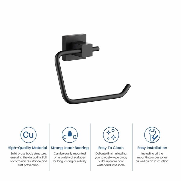 Kibi Cube Bathroom Toilet Paper Holder - Matte Black - KBA1505MB