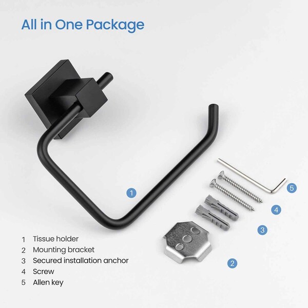 Kibi Cube Bathroom Toilet Paper Holder - Matte Black - KBA1505MB
