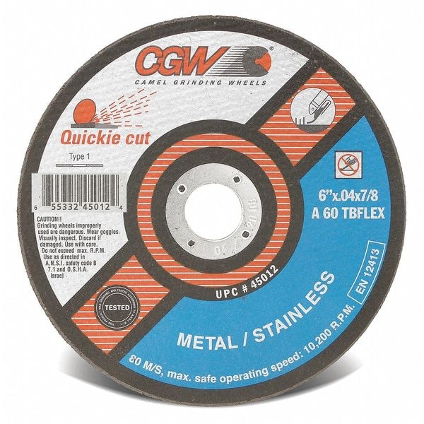 Rueda de corte Cgw Abrasives, 7x1/16x7/8, T1, ZA60-TB-FLEX - 45013