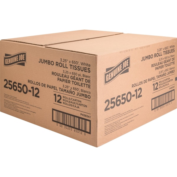 Genuine Joe Jumbo, 400 Sheets, White, 12 PK - GJO2565012
