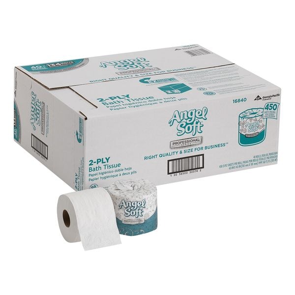 Georgia-Pacific Angel Soft Professional Series, Standard Core, 2 Ply, 450 Sheets, White, 40 PK - 16840