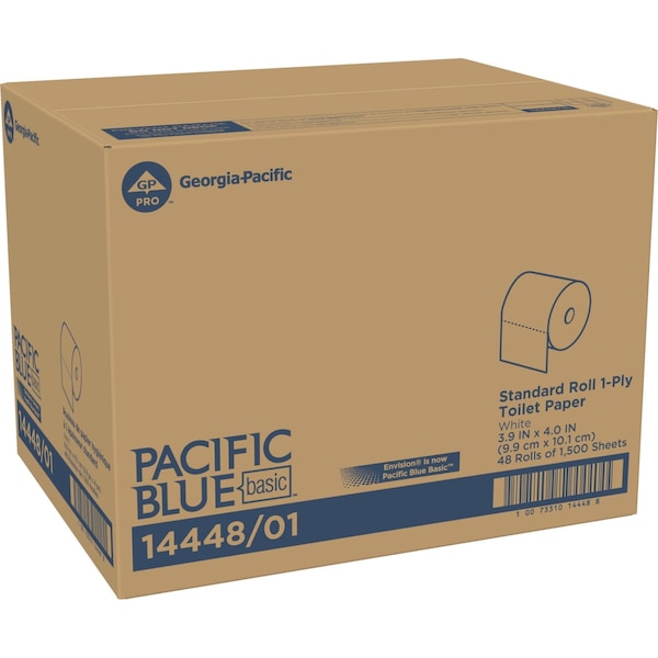 Georgia-Pacific Envision, Standard Core, 1 Ply, 1500 Sheets, White, 48 PK - 14448/01