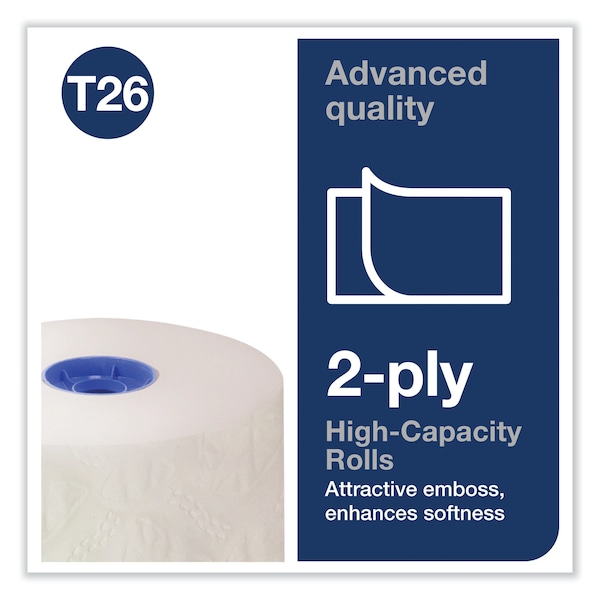 Tork Tork High-Capacity Toilet Paper Roll White T26, Advanced, 2-Ply, 36 x 1000 sheets, 110292A - 110292A
