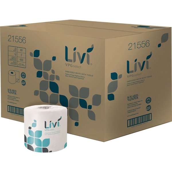 Livi Bathroom Tissue, Bright White, 60 PK - SOL21556