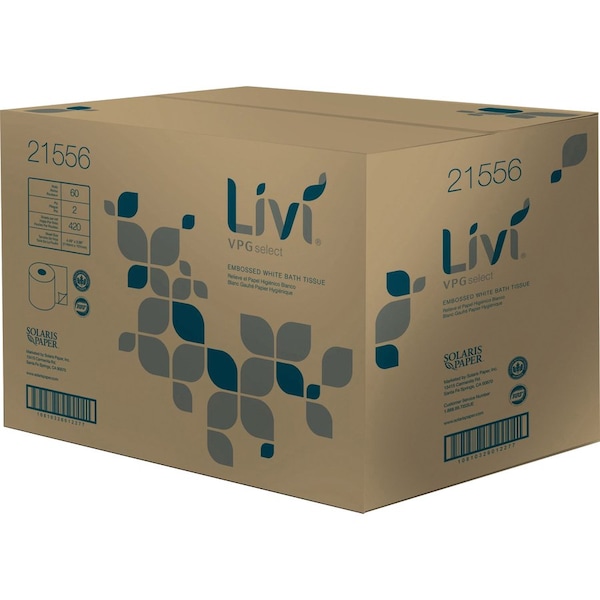 Livi Bathroom Tissue, Bright White, 60 PK - SOL21556