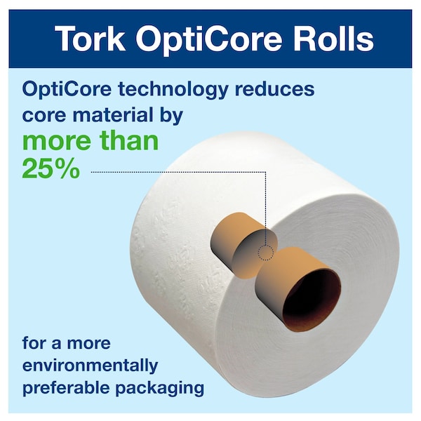 Tork Tork OptiCore Mid-size Toilet Paper Roll White T11, Universal, 2-ply, 36 x 865 sheets, 161990 - 161990