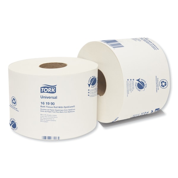 Tork Tork OptiCore Mid-size Toilet Paper Roll White T11, Universal, 2-ply, 36 x 865 sheets, 161990 - 161990