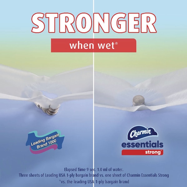 Charmin Essentials Strong Bathroom Tissue, Septic Safe, 1-Ply, White, 429/Roll, 36 Rolls/Carton, 36PK - 80372099