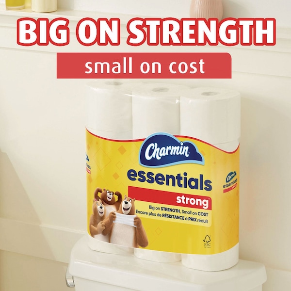 Charmin Essentials Strong Bathroom Tissue, Septic Safe, 1-Ply, White, 429/Roll, 36 Rolls/Carton, 36PK - 80372099