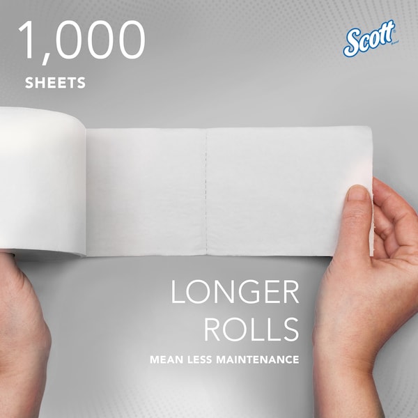 Kimberly-Clark Professional Coreless High-Capacity Standard Roll Toilet Paper, 2-Ply, White, (1,000 Sheets/Roll, 36 Rolls) - 04007