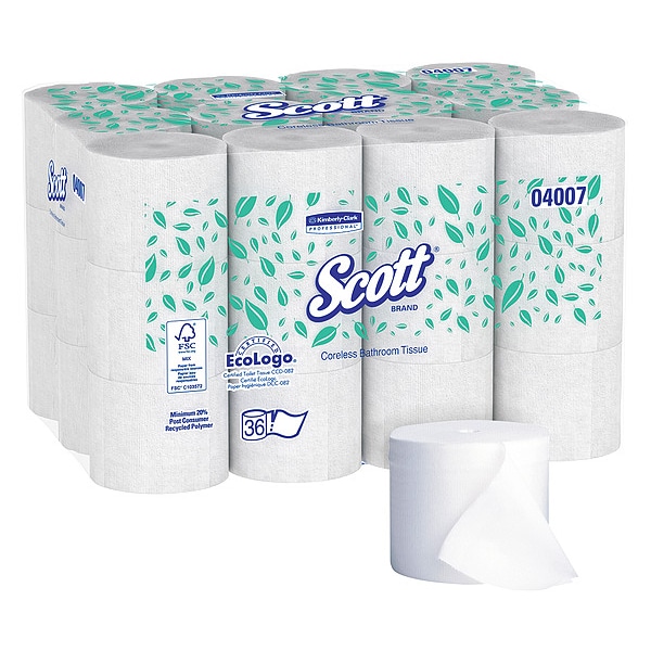 Kimberly-Clark Professional Coreless High-Capacity Standard Roll Toilet Paper, 2-Ply, White, (1,000 Sheets/Roll, 36 Rolls) - 04007