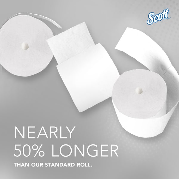 Kimberly-Clark Professional Coreless High-Capacity Standard Roll Toilet Paper, 2-Ply, White, (1,000 Sheets/Roll, 36 Rolls) - 04007