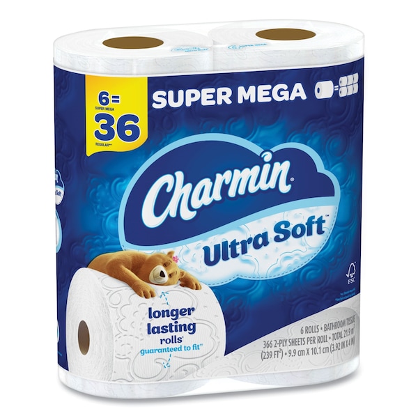 Charmin Ultra Soft Bathroom Tissue, Septic-Safe, 2-Ply, White, 336 Sheets/Roll, 18PK - 08473