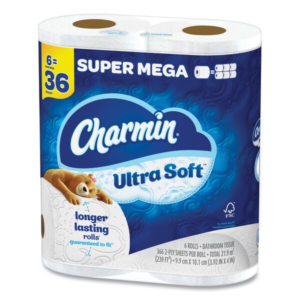 Charmin Ultra Soft Bathroom Tissue, Septic-Safe, 2-Ply, White, 336 Sheets/Roll, 18PK - 08473