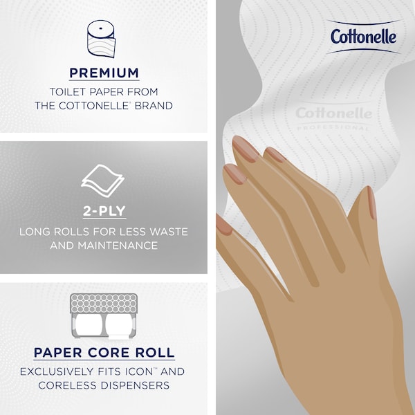 Kimberly-Clark Professional Paper Core High-Capacity Standard Toilet Paper, 2-Ply, White, (900 Sheets/Roll, 36 Rolls/Case) - 53862