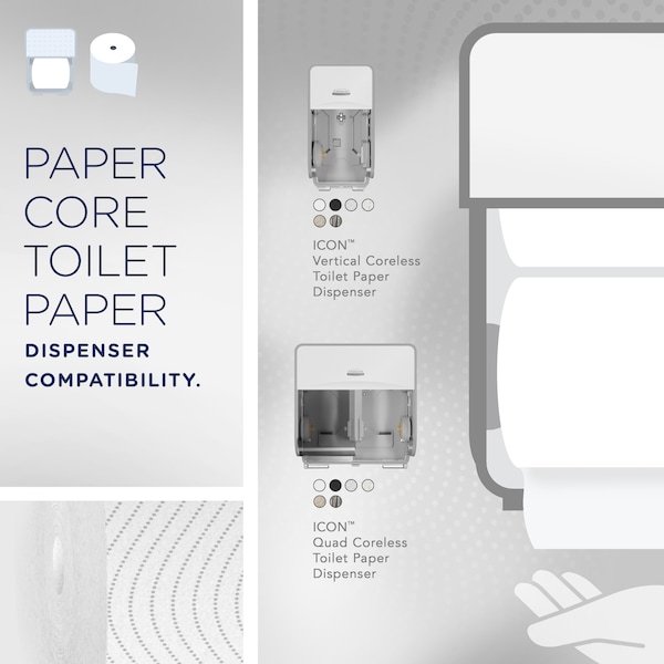Kimberly-Clark Professional Paper Core High-Capacity Standard Toilet Paper, 2-Ply, White, (900 Sheets/Roll, 36 Rolls/Case) - 53862