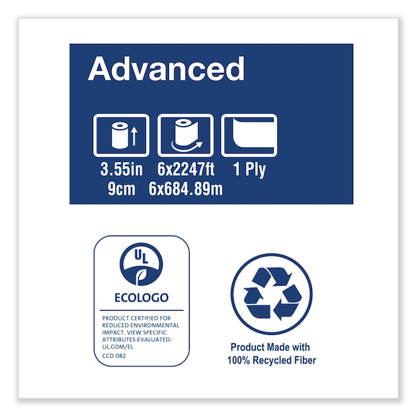 Tork Tork Jumbo Toilet Paper Roll White T1, Advanced, 1-ply, 6 x 3,424 sheets, 11010402 - 11010402