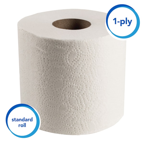 Kimberly-Clark Professional Bathroom Tissue, Standard, 1 Ply, 1210 Sheets, White, 80 PK - 05102