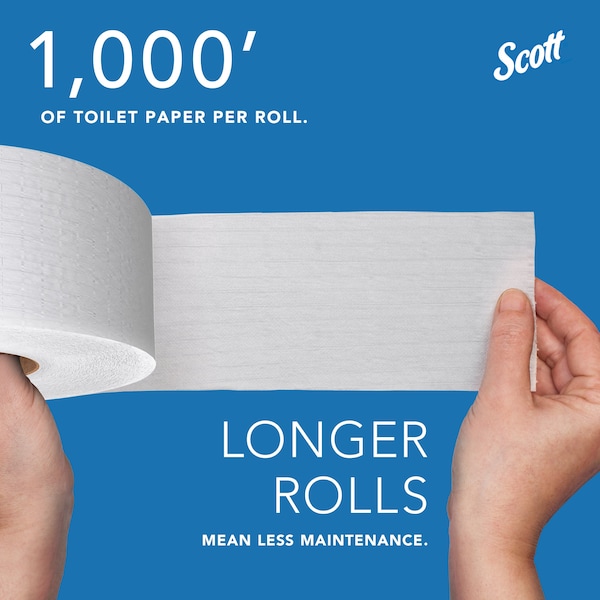 Kimberly-Clark Professional High-Capacity Jumbo Roll Toilet Paper, 2-Ply, Non-perforated, Compact Case (1,000'/Roll, 4 Rolls) - 3148