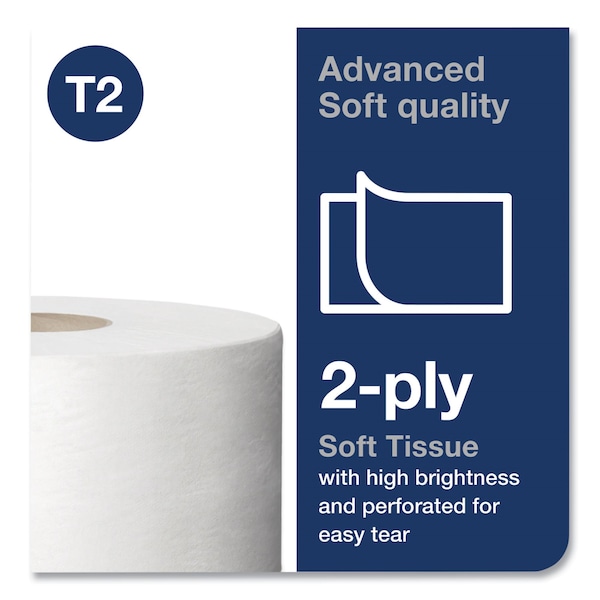 Tork Advanced Jumbo Bath Tissue, Septic Safe, 2-Ply, White, 3.48in x 751 ft, 12PK - 11020602