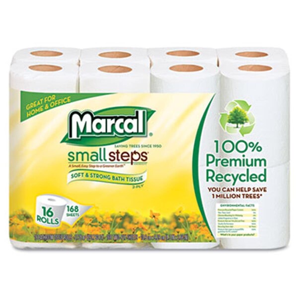 Marcal Small Steps 100 Percent Premium Recycled 2-Ply Toilet Tissue, 96PK - 16466