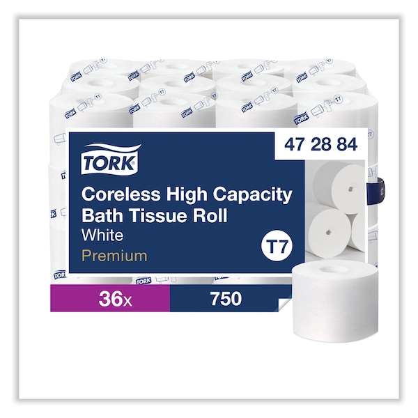 Tork Tissues, 750/Roll Sheets, White, 36 PK - 472884