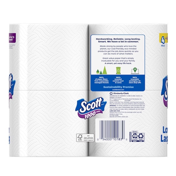 Scott Scott Toilet Paper 4 Rolls 1000 sheet 4 in. - 10183