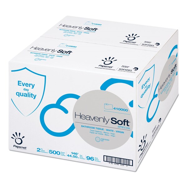 Papernet Heavenly Soft Toilet Tissue, Septic Safe, 2-Ply, White, 3.5in x 146 ft, 500 Sheets/Roll, 96PK - 410000