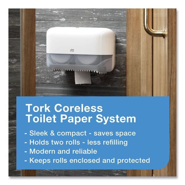 Tork Advanced High Capacity Bath Tissue, Septic Safe, 2-Ply, Coreless, White, 1,000 Sheets/Roll, 36PK - 472880