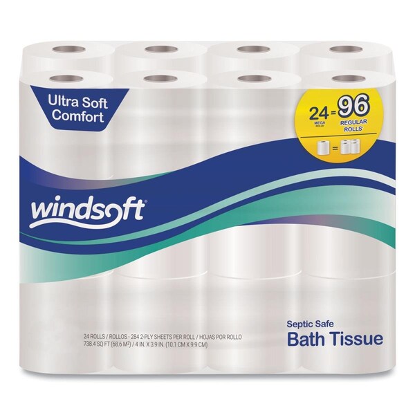 Made4Mattress 4 x 3.9 in. 2-Ply Septic Safe Premium Bath Tissue, White, 24PK - MA3752517