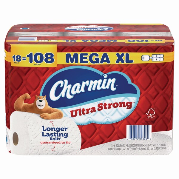 Charmin Ultra Strong Bathroom Tissue, Septic Safe, 2-Ply, White, 363 Sheets/Roll, 18PK - 34498/4308