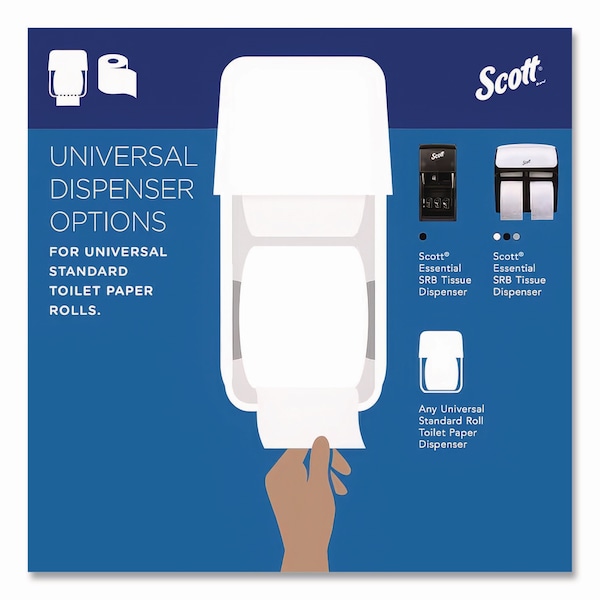 Scott Essential Standard Roll Bathroom Tissue, Septic Safe, 2-Ply, White, 550 Sheets/Roll, 40PK - 48040