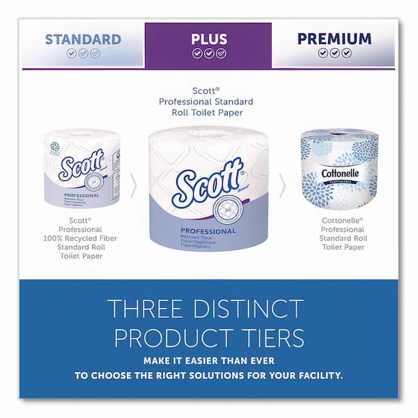 Scott Essential Standard Roll Bathroom Tissue, Septic Safe, 2-Ply, White, 550 Sheets/Roll, 40PK - 48040