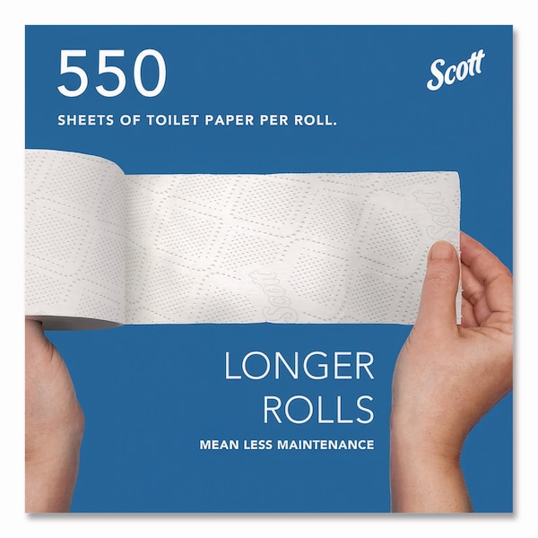Scott Essential Standard Roll Bathroom Tissue, Septic Safe, 2-Ply, White, 550 Sheets/Roll, 40PK - 48040