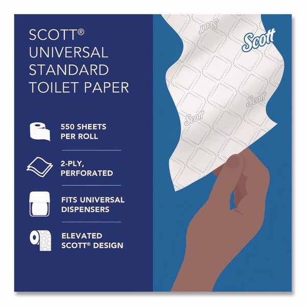 Scott Essential Standard Roll Bathroom Tissue, Septic Safe, 2-Ply, White, 550 Sheets/Roll, 40PK - 48040