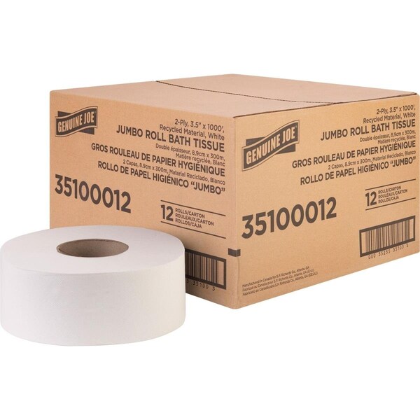 Chesterfield Leather 3.50 in. x 1000 ft. 2-Ply Jumbo JR Bathroom Tissue, White - CH3758146