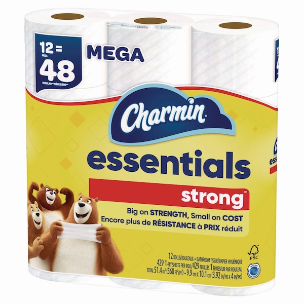 Charmin Toilet, 1 Ply, 429/Roll Sheets, White, 48 PK - 80370672